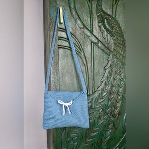 Blue Crochet Handmade crossbody bag.